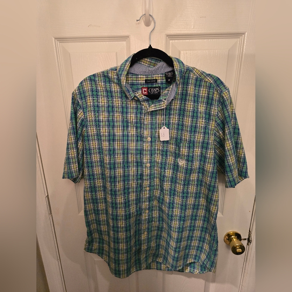 Chaps Blue and Green Casual Button Down Shirt
